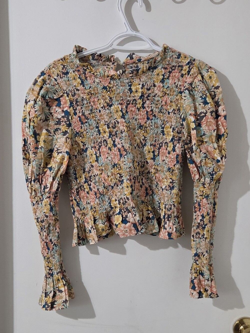 Petal & Pup Multi-Color Smocked Floral Puff Sleeve Top